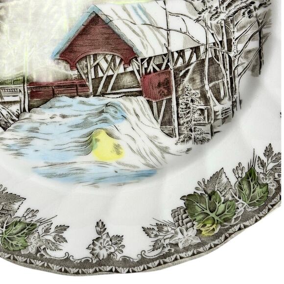 Johnson Bros Friendly Village England Vintage The Covered Bridge Plate-10.5" - Picture 6 of 8